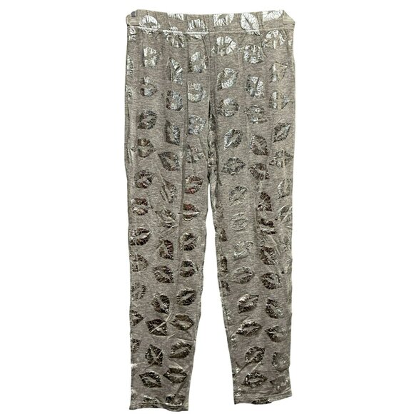 Agree2Disagree Girls Sz L Gray w Silver Metallic Lips Pull-On Lounge Pants NEW - Picture 1 of 5